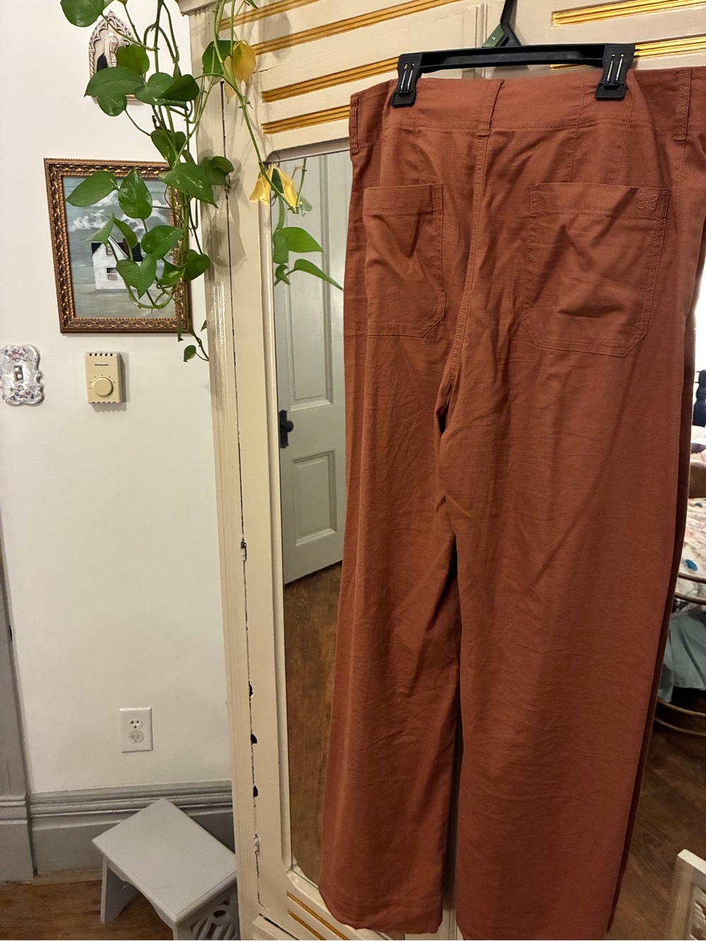 Maeve Colette Wide Leg High Rise Pants in Rust - Picture 6 of 10